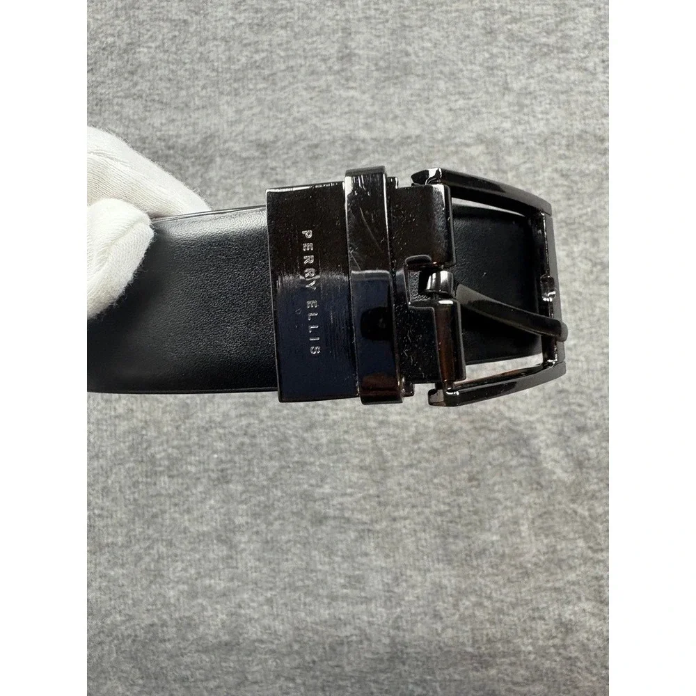 Perry‎ Ellis Mens Reversible Belt Black Brown Genuine Leather Sz. 36 Work Casual